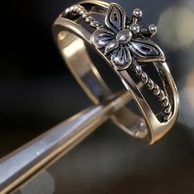 Resim 1 Adet Retro Oyma Kelebek Parti Yüzüğü, Şık Doğum Günü Hediyesi Kadınlar İçin 