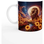 Resim Aslan Burcu Baskılı Kahve Kupası - Ay Işığında Zodyak Bahçesi Vs2 