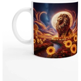 Resim Aslan Burcu Baskılı Kahve Kupası - Ay Işığında Zodyak Bahçesi Vs2 