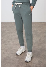 Resim Tommy Life Haki Kompakt Pamuklu Kalın Pürüzsüz Dokulu O Yaka Oversize Fit Kadın Eşofman Takım - 95341 Haki 