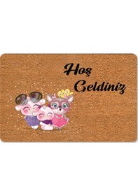 Resim Dijital Baskılı Kapı Önü Paspas Hoşgeldiniz Çok Amaçlı Iç Ve Dış Kapı Paspası Gümüş 