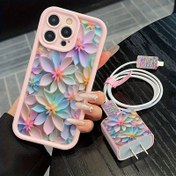 Resim 5 adet Yüksek Bambu Pembe Güneş Çiçeği Desenli Telefon Kılıfı + Şarj Başlığı Kılıfı + Kablo Koruyucu + Depolama Askısı TPU Şok Geçirmez Koruyucu Kılıf Apple Telefonlar için Uyumludur Iphone 6/7/8/X/Xs/Xr/Xs Max/11/12/13/14/15/16 Pro 