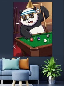Resim Bilardo Masası Panda Dekoratif Kanvas - Mdf Ahşap Tablo 