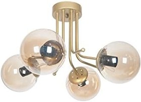 Resim Fer Avize Daisy Lüks Modern Tasarım Plafonyer Gold Renk Bal Camlı Salon - Mutfak - Yatak Odas 4 lü Avize 