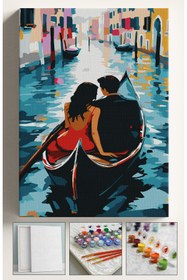 Resim Genel Markalar Sayılarla Boyama Seti Numaralı Tuval Fırça Boya 40x50 Cm Sandal Sevgililer 