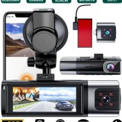 Resim K17 4K UHD WiFi GPS Araç İçi Kamera 128GB Dahil IR Gece Görüş, Çift Lens (Ön-Arka-İç) Dashcam Kayıt 