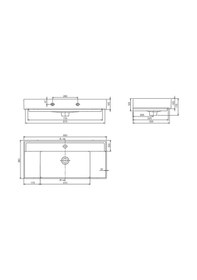 Resim Turkuaz Seramik Cerastyle Sharp 85 x 38 CM Etajer Uyumlu Lavabo 