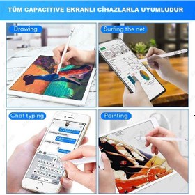 Resim Stylus Kapasitif Dokunmatik Kalem Tüm Cihazlar Telefon İle Uyumlu Çizim Tasarım Tablet Kalemi 