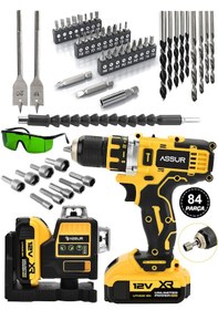 Resim Assur ASR1026 12V Akülü Vidalama 12 Köşe 360 Lazer Hizalama Sarı 