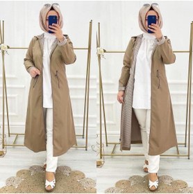 Resim Vibeys Collection Bej Içi Leopar Desenli Ve Kendinden Astarlı Su Geçirmez Kadın Trençkot 