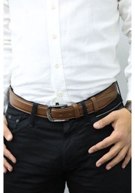 Resim Süzer Deri Guard Taba Dikişli Klasik Deri Erkek Kemeri - 3.5 CM - Grd2403xw22357 Taba 