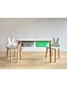 Resim Asrimo Yaz Sil Yüzeyli Çocuk Aktivite Masa Sandalye Takımı - Çift Hazneli Tavşan Sandalye 