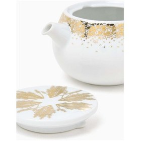 Resim Beyaz Tamrah Çaydanlık Porselen Gold Desenli 10cm Çap 9cm Yükseklik Bulaşık Makinesi Güvenli Çok Renkli 