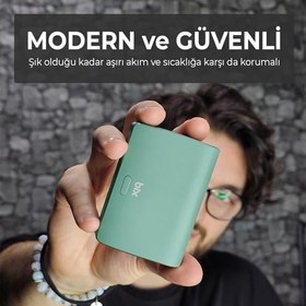Resim Bix PB106 10.000mAh PD20W Type-C USB-A SCP 22.5W Çift Çıkışlı LED Göstergeli Kauçuk Kaplama Cep Boy Mini Powerbank 