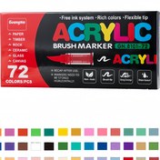 Resim 48/60/72 Sayılı Yumuşak Fırça Uçlu Akrilik Boya Kalemleri - Tuval, Kaya Boyama, Ahşap, Taş, Cam, Seramik ve Kumaş DIY El Sanatları için Canlı Renkler, Profesyonel Sanat İçin Uygun 
