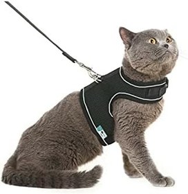 Resim BYPET Yeni Nesil Nefes Alabilen Kedi Göğüs Tasması Seti (Medium, Siyah) 