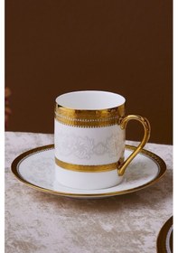 Resim Karaca Royal Bone Charlotte 6 Kişilik Kahve Fincanı 90 Ml 