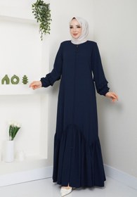 Resim SG SARİALGİYİM YENİ SEZON KOL VE ETEK DETAYLI PREMİUM RABİA KREP YAZLIK TAMBOY FERACE 