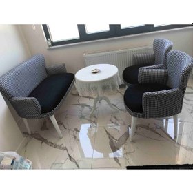 Resim Azra Mobilya Çay Seti Oturma Grubu Oturma Takımı Koltuk Takımı Ahşap Mobilya Takımı Balkon Bahçe Mobilyası Siyah 