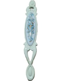 Resim Miray 128 Mm Metal Beyaz Kasa Beyaz Mavi Çiçek Desenli / 5 Adet Gümüş - Krom 