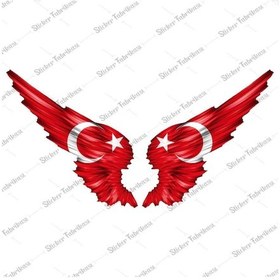 Resim Kanatlı Türk Bayrağı Sticker 00002 