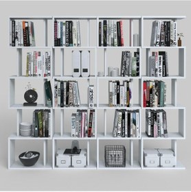 Resim Kenzlife Kitaplık Raf Diba4 Byz 129X160X19 Banyo Kiler Ofis (M) Beyaz 