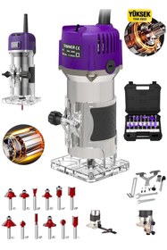 Resim Genel Markalar Alman 4200Rpm 6 Kademe Devir Ayarlı Formika Traşlama Freze Makinesi 6 Mm Pens + 12 Adet Uç MOR 
