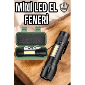 Resim Şarjlı Metal Zoomlu El Feneri Işıldak LED Işık Taşınabilir El Lambası 