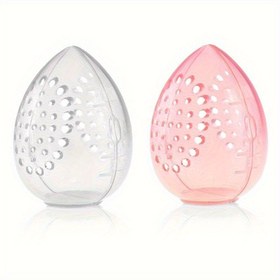 Resim Şeffaf Makyaj Fırça Tutucu - Taşınabilir Seyahat Kılıfı, Sünger Puf ve Pudra Fırça Depolama için Nefes Delikleri, Kompakt Kozmetik Organizatörü, Makyaj Fırçaları ve Süngerler için Şık Tasarım, Dayanıklı Yapı 