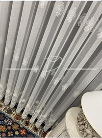 Resim Tül Perde Taç Marka Fesli Desen Etek Bohreli Serpme Desenli Tül-2 Çok Renkli 