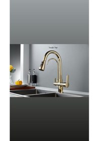 Resim İsaoğlu Yapı Mutfak Bataryası Arıtmalı Spiralli Evye Musluğu Gold Arıtmalı Spiralli Armatür Gold 