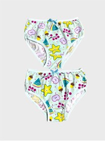 Resim elmas kids Kız Çocuk %100 Pamuklu Yeşil Yıldız Meyve Desenli 2li Slip Külot 
