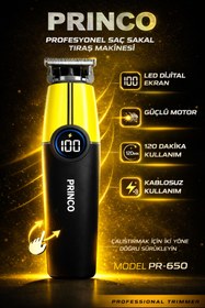 Resim Princo ŞARJLI DOKUNMATİK SARI DİJİTAL EKRAN SAÇ SAKAL TIRAŞ MAKİNASI PR-650 