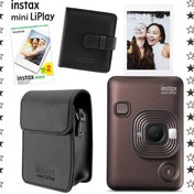 Resim Instax mini LiPlay Hybrid Deep Bronze Fotoğraf Makinesi 20'li Film Albüm ve Deri Kılıf Hediye Seti 