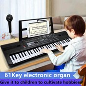 Resim 61 tuşlu Elektronik Piyano Tek Kanallı Taşınabilir Elektronik Müzik Klavyesi Başlangıç Seviyesi Gençler İçin Ev Kullanımı Mikrofon USB Kablosu ve Müzik Notası Standı ile Erkek ve Kız Çocukları için Noel Doğum Günü Tatil Hediyesi 3-10 Yaş (pil olmadan) kış için 