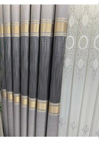 Resim Nivemeshome Mozaik Ft614163 V-5403 Gümüş 1/3 Sık Pileli Fon Perde Apm Gümüş 