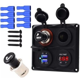 Resim Buharaelektronik-Switch Panel 4'Lü Marin Usb Voltmetre + S.Çakmaklık + Çakmaklık 
