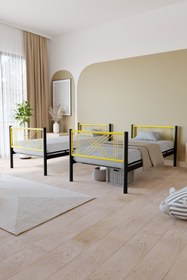 Resim FANO Mix Premium Metal Ranza 90x190 Yatak Uyumlu Sarı Ayrılabilir Ranza Karyola 