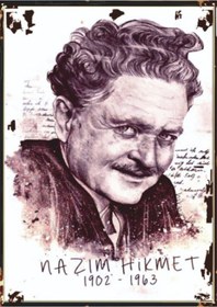 Resim Nâzım Hikmet Portresi Temalı Ahşap Retro Şair Ve Edebiyat Posteri 
