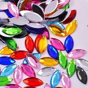 Resim 200 adet 0.7*1.5cm/0.27*0.59in Düz Arka Akrilik At Gözü Taşları, DIY Takı Yapımı ve Düğün Dekorasyonu için Uygundur 