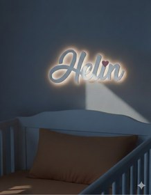 Resim Pofu.art Kişiye Özel Ledli İsimlik Kapı Süsü | Gece Lambalı İsimlik 60 - 65 Cm 