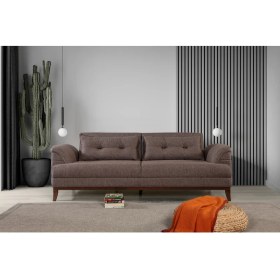 Resim Madera Üçlü Yataklı Kanepe Keten Kahve 