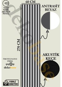 Resim Antrasit-beyaz 60x270 Cm Yeni Nesil Akustik Ahşap Duvar Paneli 