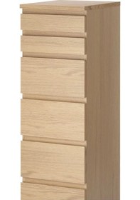 Resim Malm Aynalı 6 Çekmeceli Şifonyer, 40x123 Cm, Ağartılmış Meşe Kaplama 