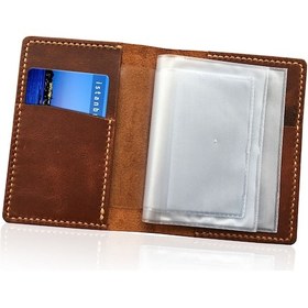 Resim Hakiki Deri Taba Ruhsat Kabı - 4 Cepli 