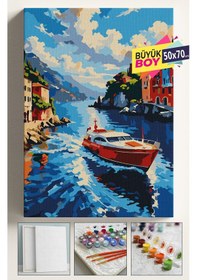 Resim Sayılarla Boyama Seti Numaralı Tuval Fırça Boya Dahil Kasnaklı Set 50x70 Cm - Hücum Botu 