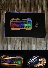 Resim Midday Mekanik Tasarımlı Oyun Oynamak Için Birebir 7 Renkli Rgb Led Işıklı Kaliteli Oyuncu Klavye Mouse Set 