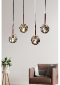 Resim Liza 4 Lü Bakır-siyah Metal Gövde Füme Camlı Tasarım Lüx Sark... Bakır 