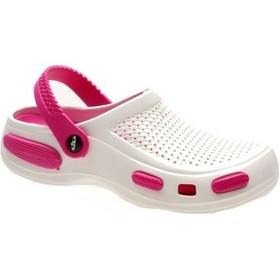 Resim Akınal 087 Ortopedik Sabo Terlik Doktor Hemşire Hastane Terliği Beyaz-Fuşya Beyaz - Fuşya 