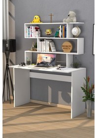 Resim Moonlife Moonlife Kaya Kitaplıklı Çalışma Masası Beyaz 